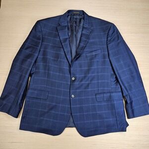 Jos A Bank Reserve Mens Blazer 48R Blue Windowpane Wool Cashmere Granada Ethomas